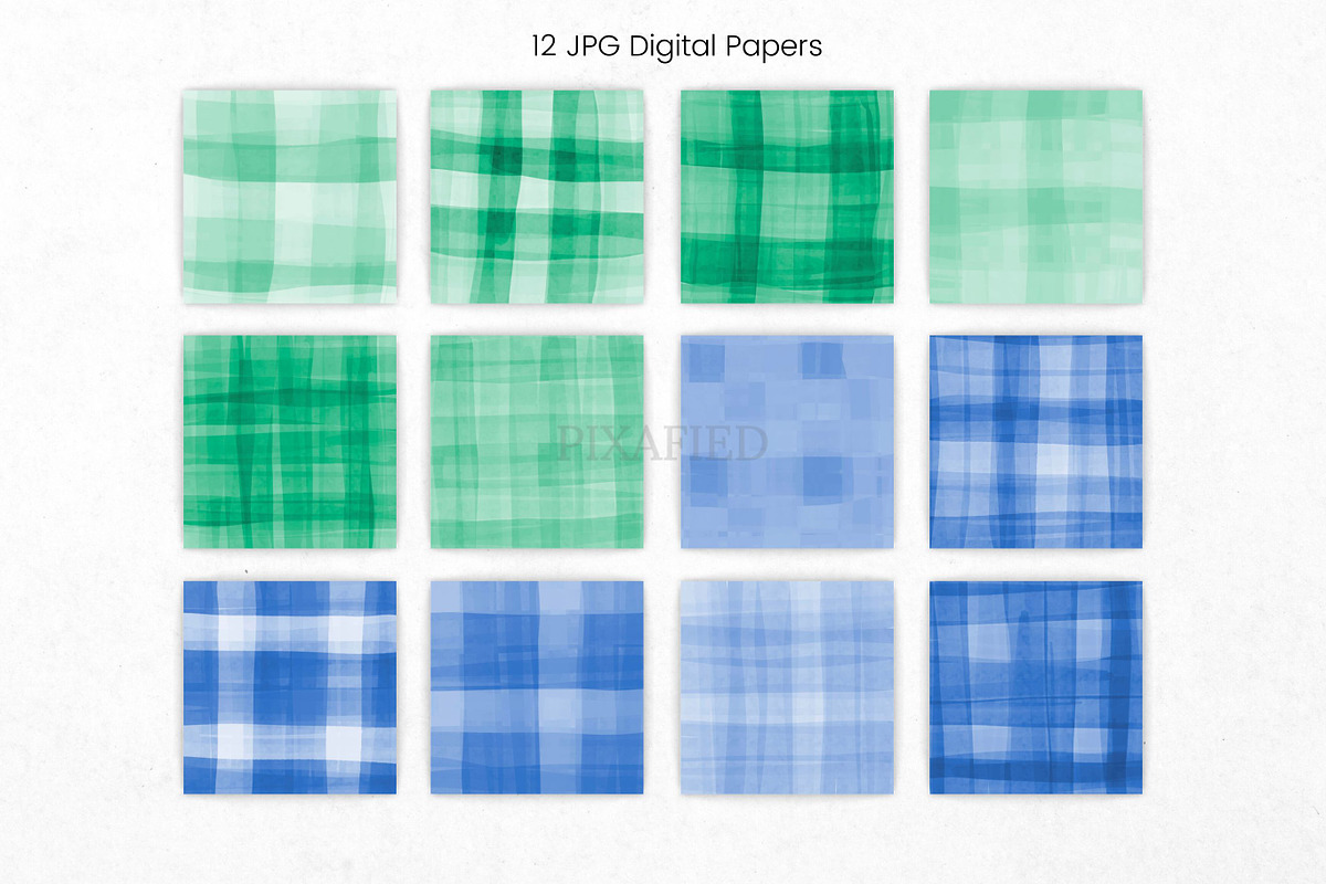Blue and Green Watercolor Plaid, an Illustration by Pixafied (Photo 2 of 3)