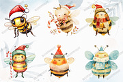 Cute Cartoon Christmas Bees Clipart, an Illustration by designcity5 (Thumbnail 3 of 5)