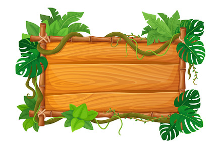 Bamboo tropical frame banner, an Object Illustration by Buch&Bee