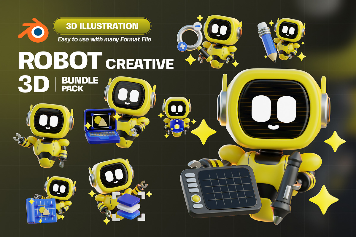 Robot Creative 3D Icon Pack, an Object 3D Model by Tempcraft (Photo 1 of 5)