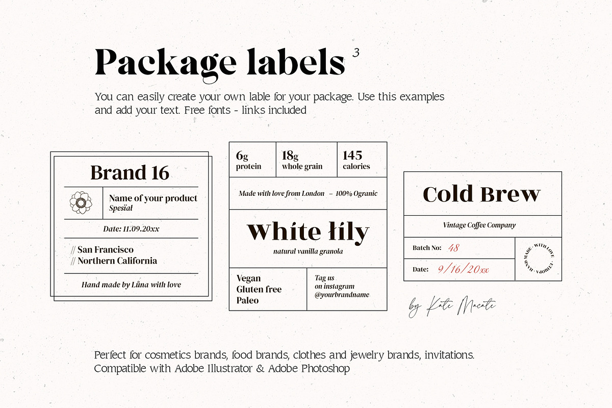 Line floral logo kit. Organic labels, a Branding & Logo Template by Kate Macate (Photo 9 of 13)