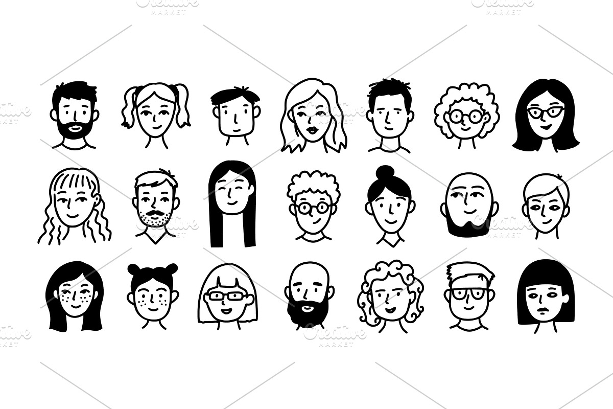 Avatars people face with portrait, a Person Illustration by winwin.art