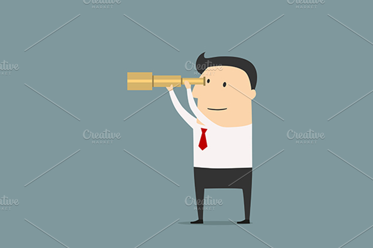 Businessman looking through spyglass, a Person Illustration by Vector Tradition (Photo 1 of 3)