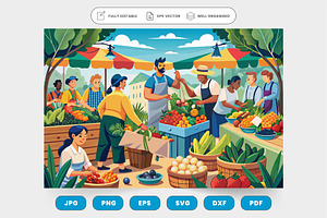 People buying fresh fruits and veget, a Graphic by SaroStock