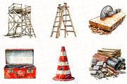 Watercolor Construction Clipart, an Illustration by OK Design (Thumbnail 3 of 5)