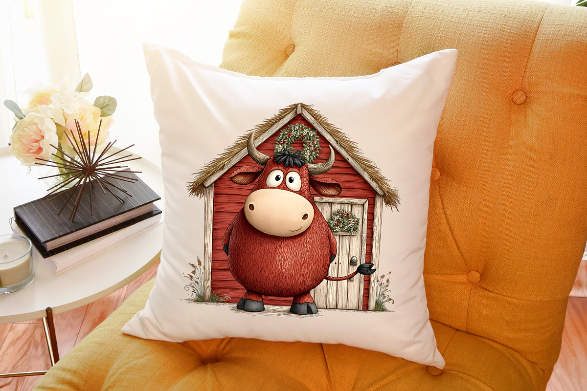 Rustic Christmas Cute Cows Clipart, an Illustration by Sublimation Artist (Photo 6 of 6)