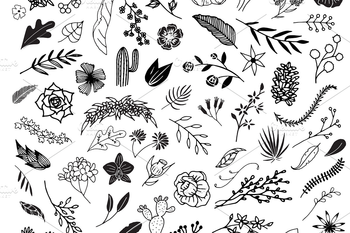 300 Hand Drawn Florals, an Illustration by Designdell (Photo 5 of 7)