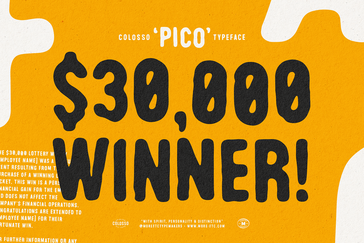 Colosso Pico Display Font, a Sans Serif Font by More Etc. Studios (Photo 5 of 13)