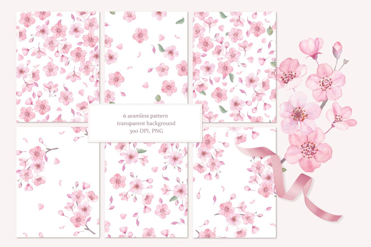 Blossom. Watercolor collection., a Pattern Graphic by oKOLOstyle (Photo 3 of 6)