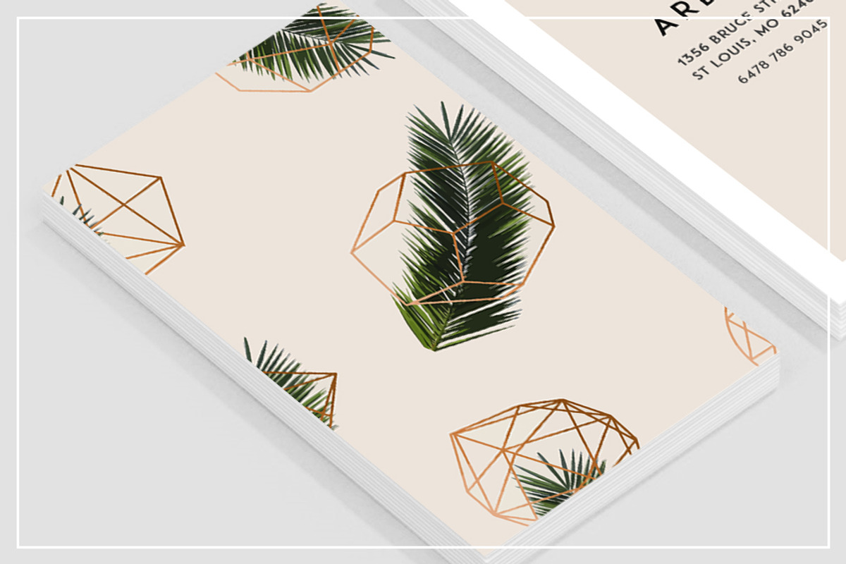 Palm + Geometry Business Card, a Business Card Template by Human-made. Made to feel. (Photo 2 of 4)