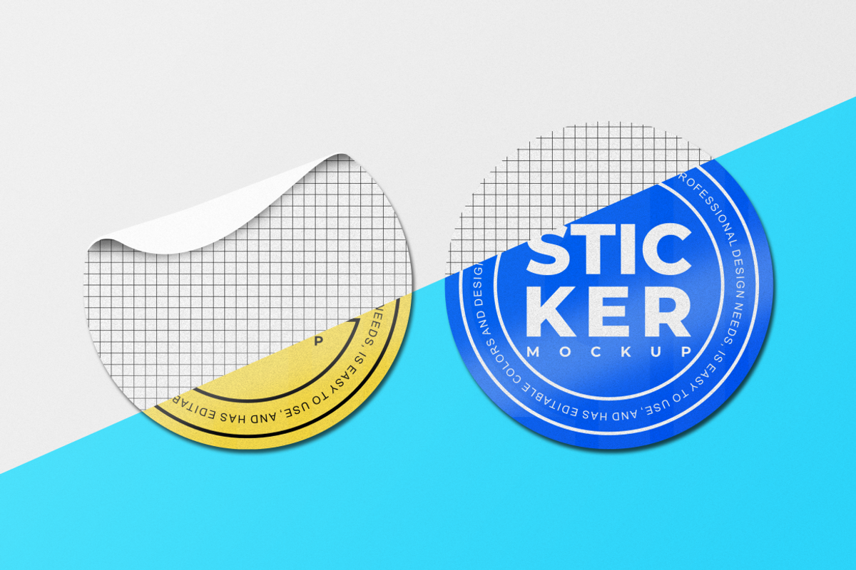 Sticker Mockup, a Packaging Mockup by QR Design Studio (Photo 2 of 6)