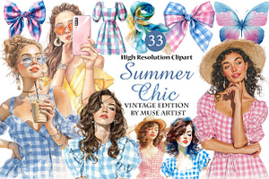 Watercolor Summer Chic Clipart, an Illustration by DreamArtGraphic