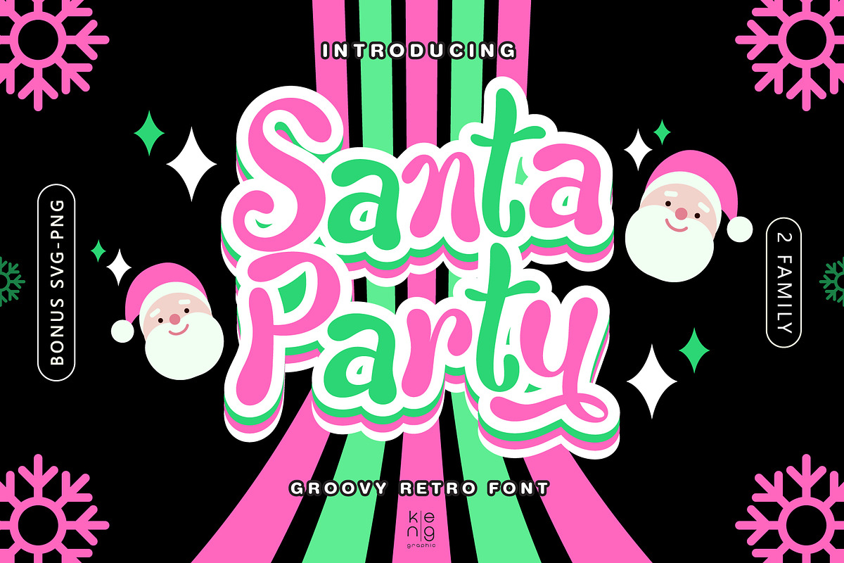 Santa Party Font, a Handwritten Font by KengGraphic (Photo 1 of 13)