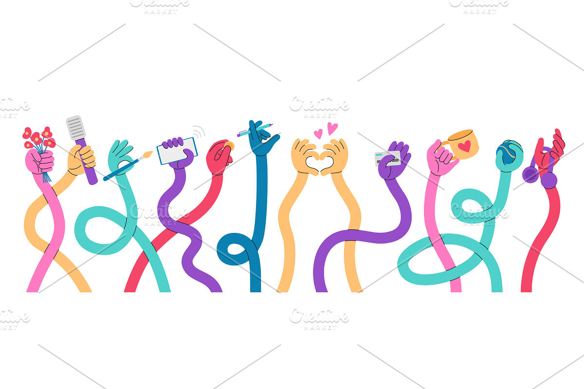 Flexible stretched hands. Long hand, an Illustration by Valerie Bodnar