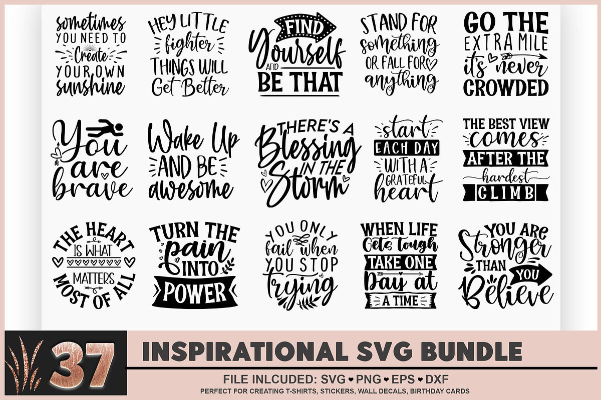 Inspirational Quotes svg Bundle, an Illustration by DESIGNAVO (Photo 1 of 7)