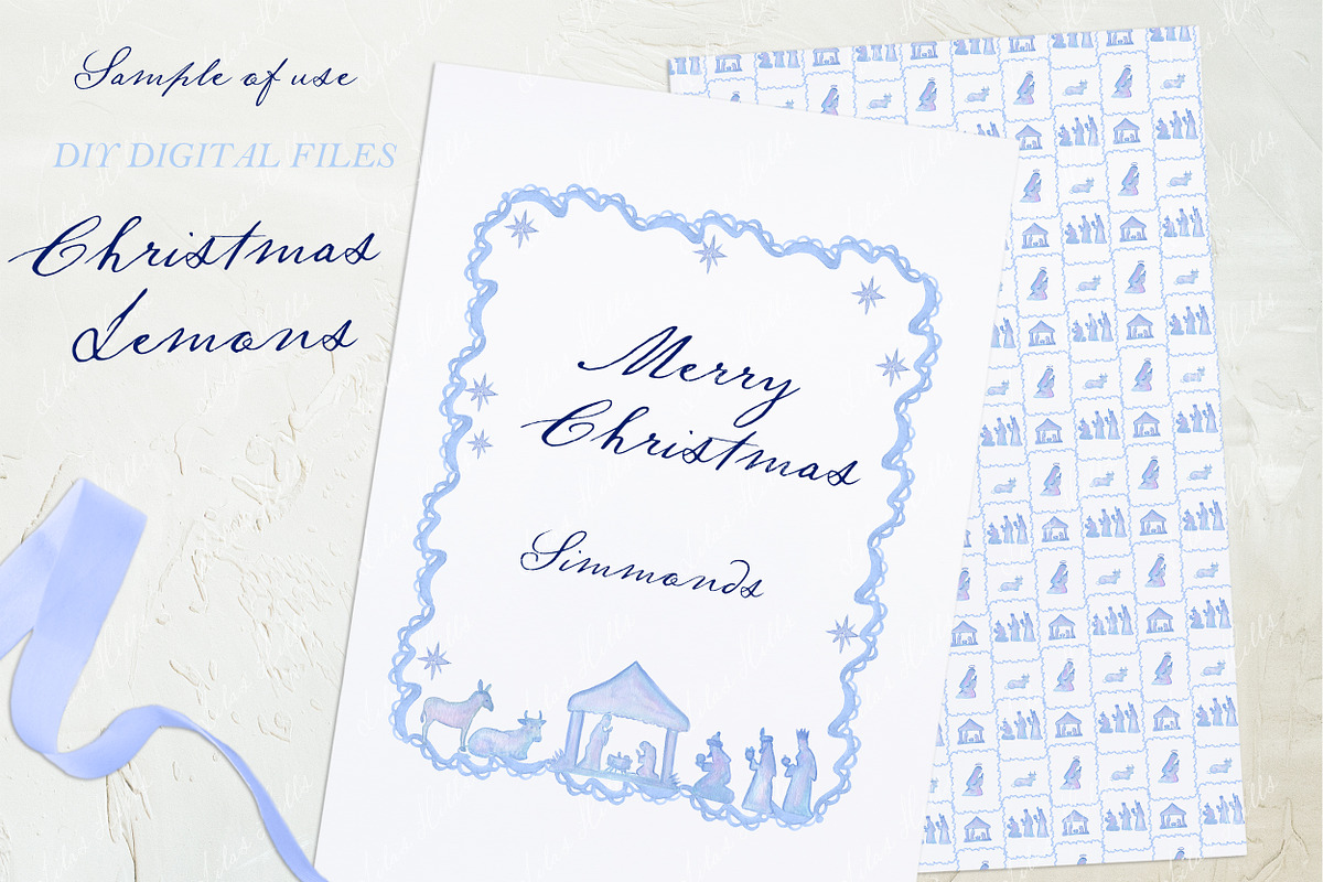 Nativity Religious Blue Christmas, an Illustration by LABFcreations (Photo 4 of 5)