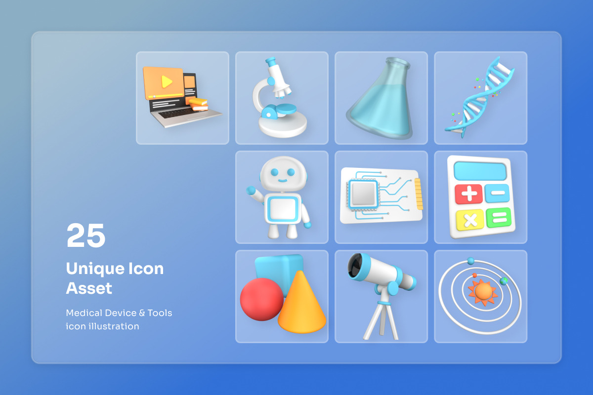 STEM Education 3D Icon Pack, an Education Illustration by twinstd (Photo 6 of 7)