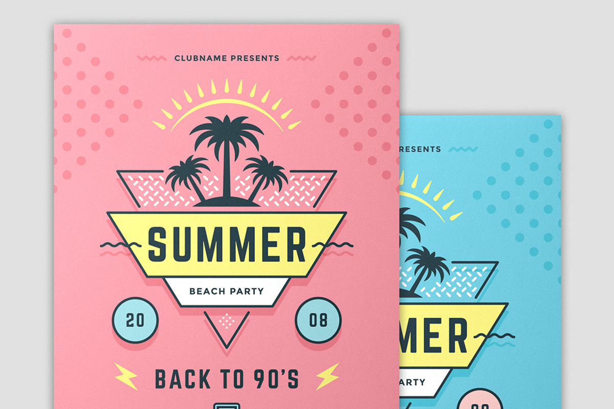 Summer 90s Party Flyer Template, a Flyer Template by Vasya Kobelev (Photo 3 of 5)
