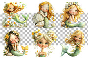Summer Cute Mermaid Clipart, a Seasonal Illustration by Daily.Designs (Thumbnail 3 of 5)