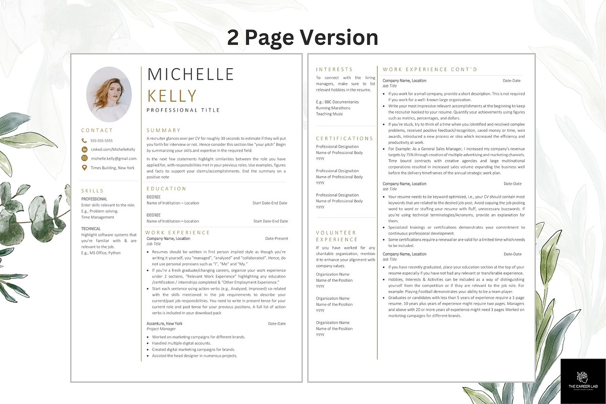 Resume/CV with Photo for MS Word, a Resume Template by The Career Lab (Photo 4 of 10)