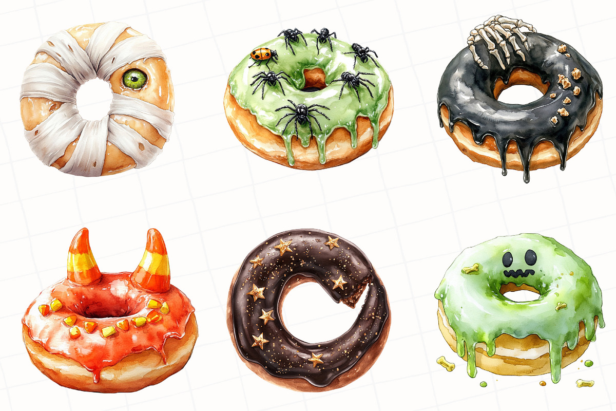Spooky Halloween Donut Clipart, an Illustration by OK Design (Photo 5 of 5)