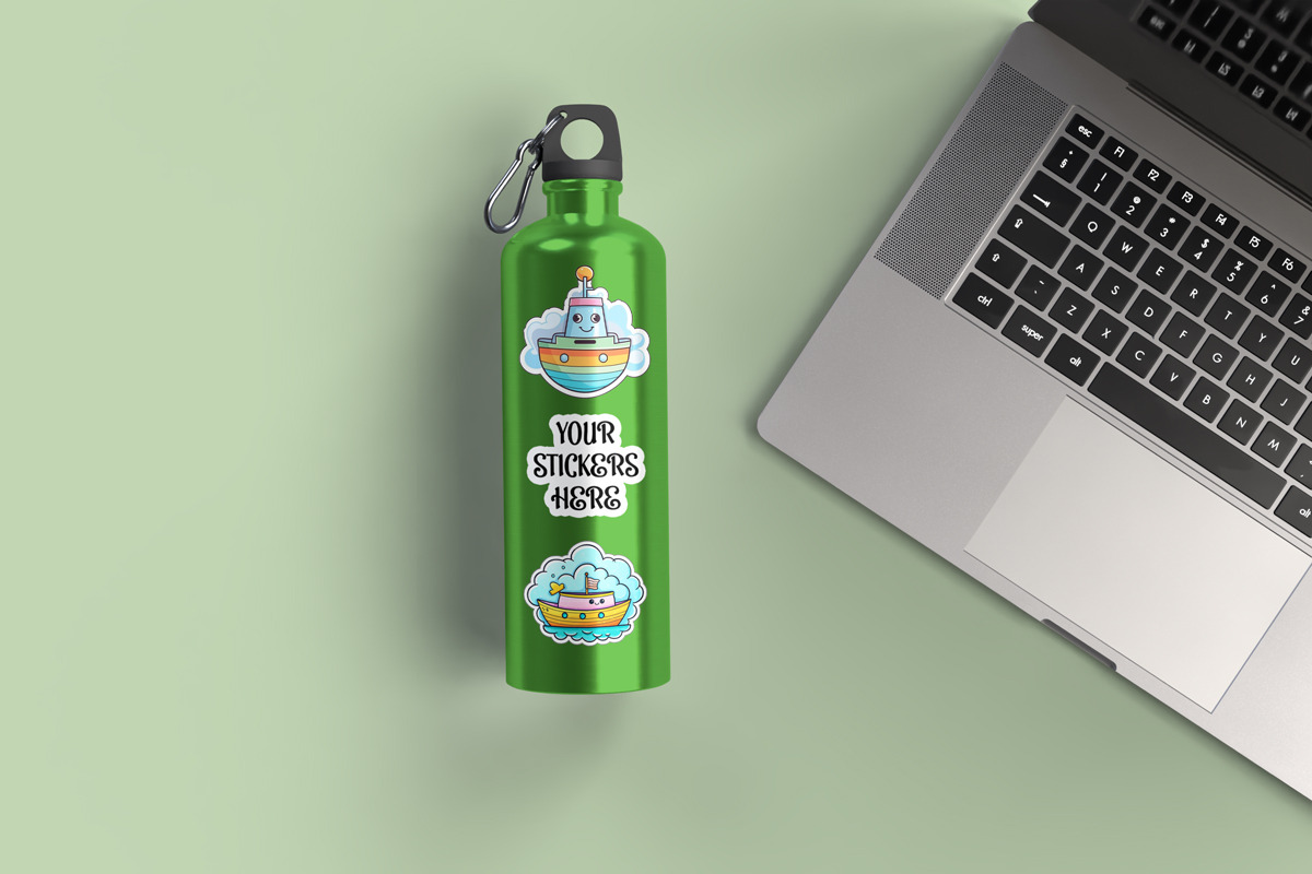 Stainless Steel Water Bottle Mockup, an Advertising Mockup by Rami's Mockups (Photo 5 of 9)