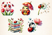 Spring Clipart, Ladybug Clipart, a Seasonal Illustration by DreamArtGraphic (Thumbnail 5 of 5)