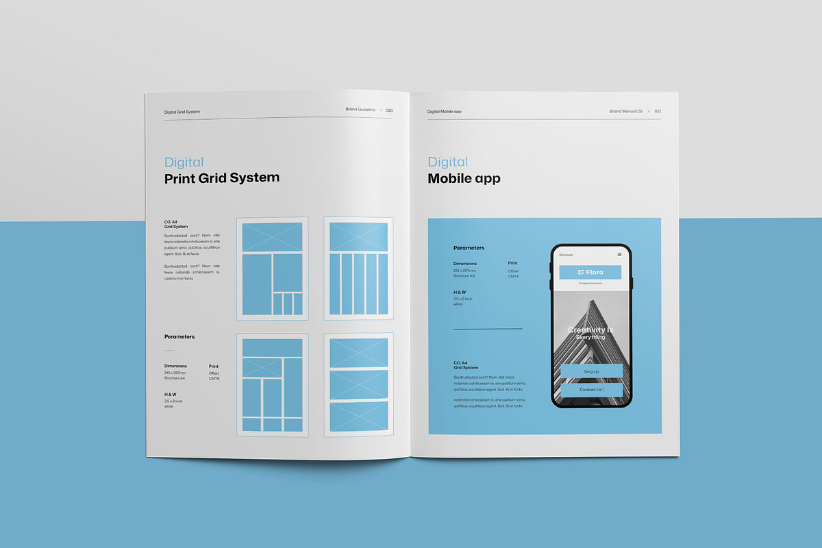 FLORA | Brand Guidelines Template, a Brochure Template by KreateTribe (Photo 9 of 9)
