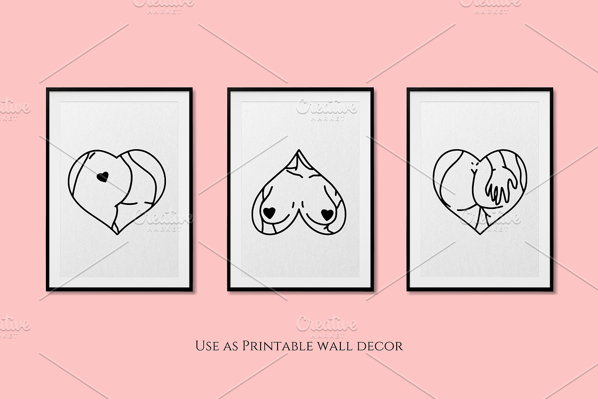 16 Pinup Heart Boobs & Butts Clipart, a Graphic by Ashley Katrina (Photo 12 of 12)