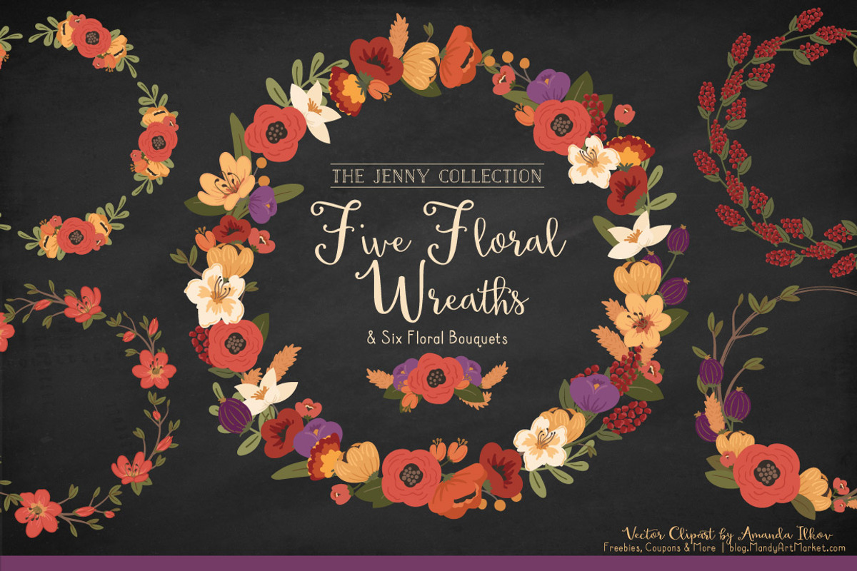 Floral Vector Wreaths in Autumn, an Illustration by Amanda Ilkov (Photo 2 of 4)