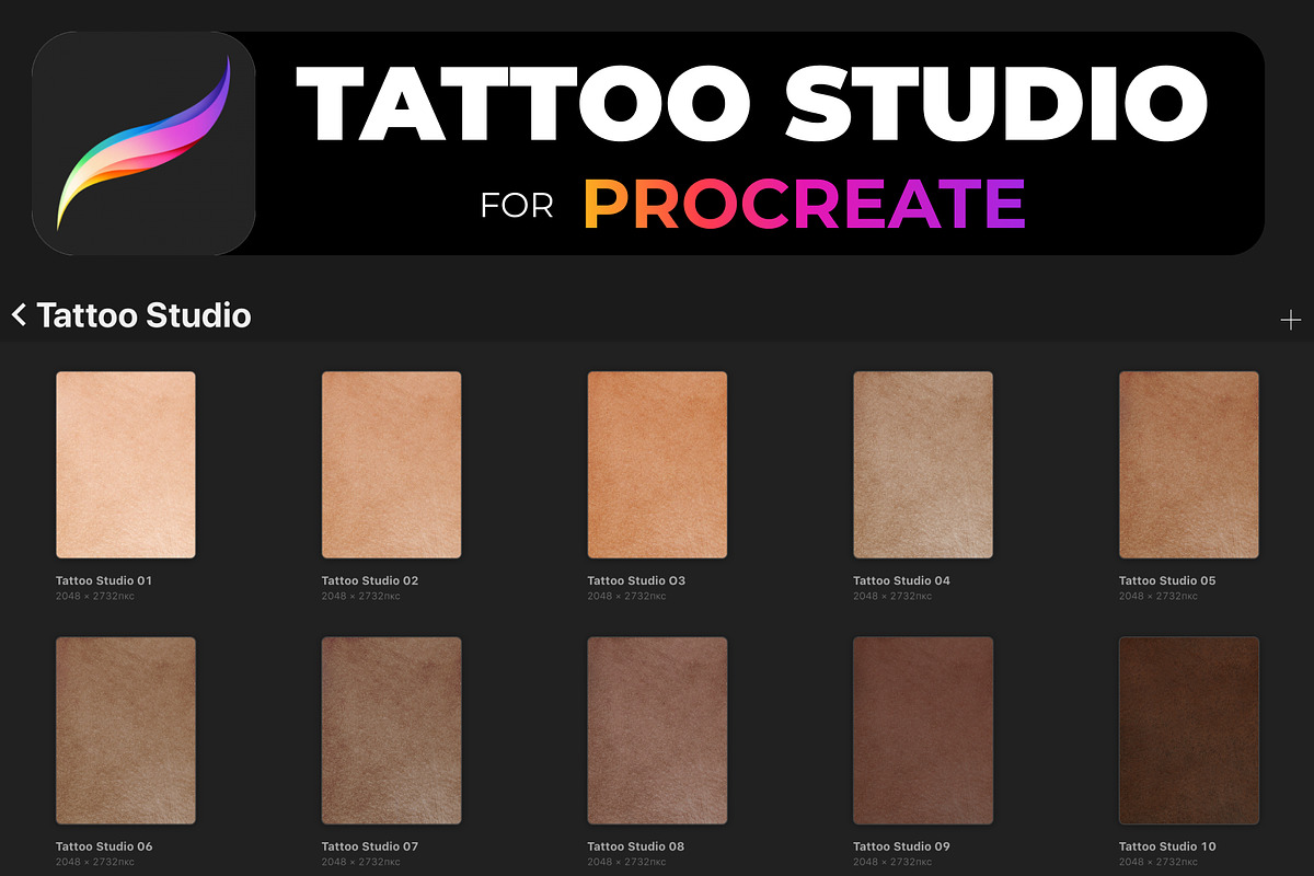 Tattoo Studio for Procreate, a Brush Add-On by Graphics Resources