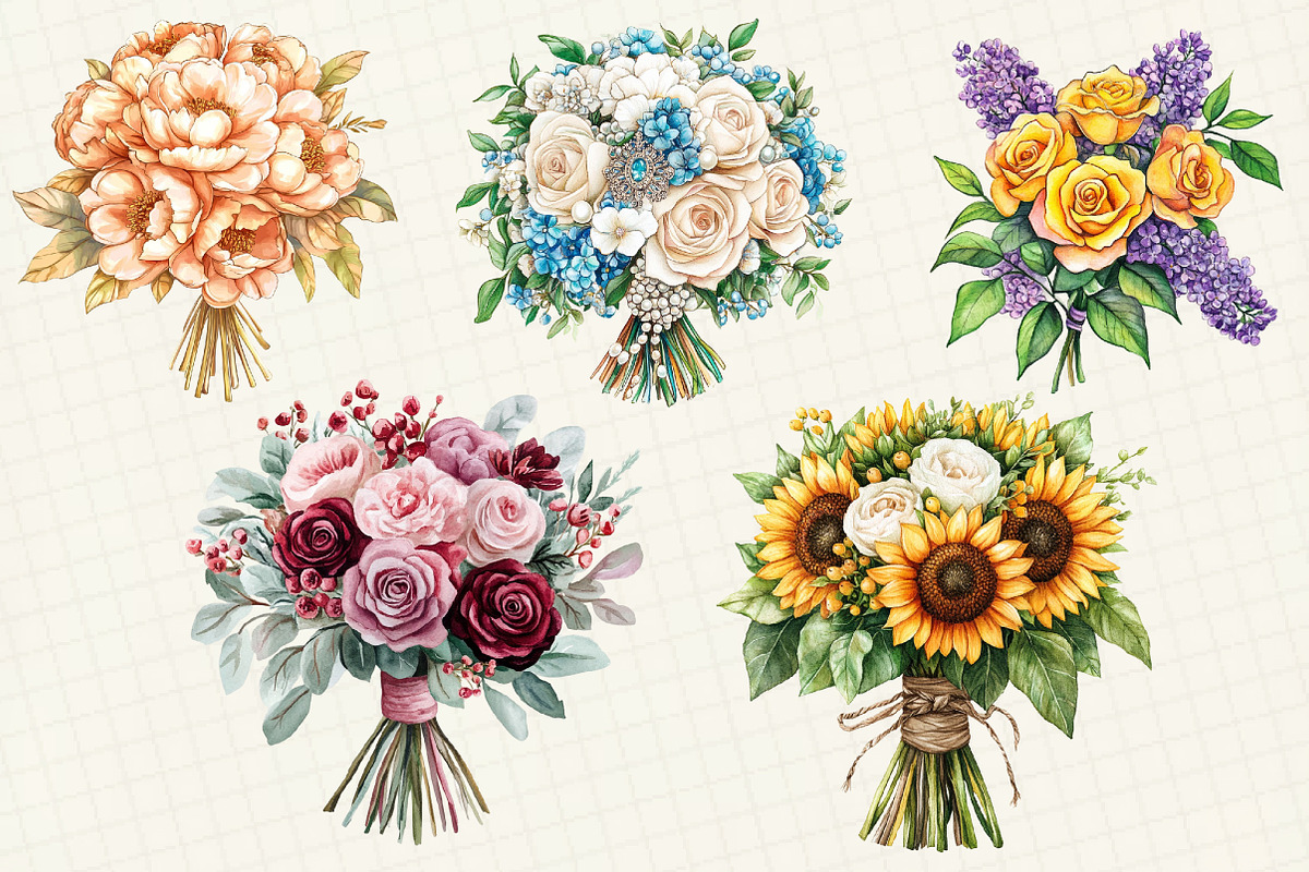 Wedding Flower Bouquet Clipart, an Illustration by OK Design (Photo 2 of 5)