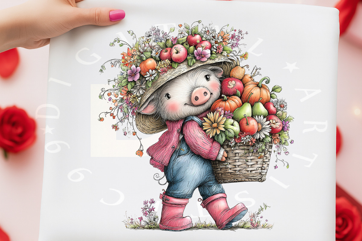 Cute Autumn Pig Clipart Bundle, a Transportation Illustration by Digital Artistic99 (Photo 4 of 9)
