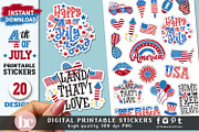 4th Of July Stickers Pack PNG, a Seasonal Illustration by TheBlackCatPrints (Thumbnail 2 of 2)