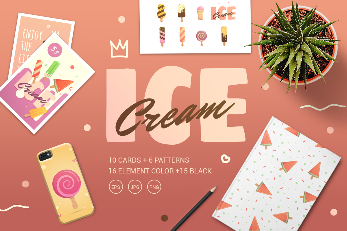 Set of Ice Cream Style Flat, a Food Illustration by Fay_Francevna (Photo 1 of 4)