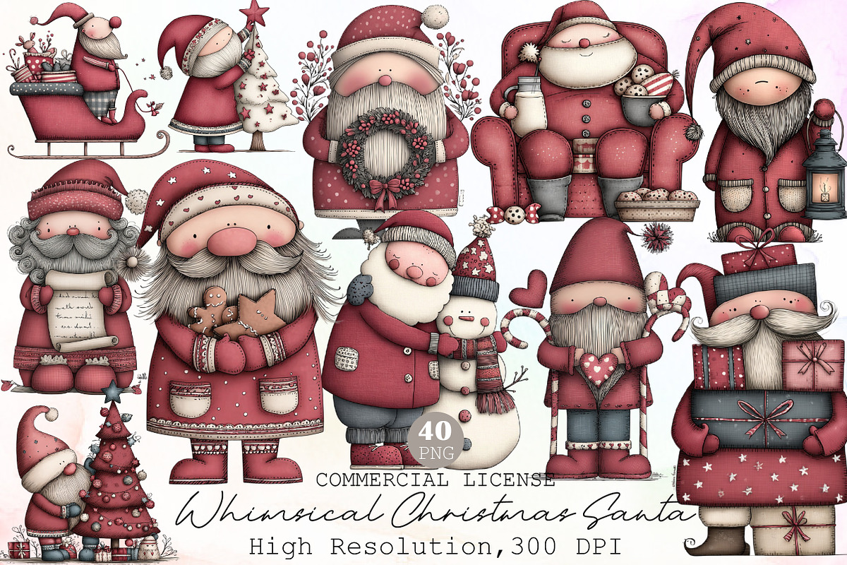 Whimsical Christmas Santa Clipart, an Illustration by Sublimation Artist (Photo 1 of 6)