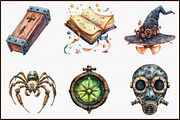 Watercolor Steampunk Halloween Clipa, an Illustration by Sublimation Artist (Thumbnail 3 of 6)