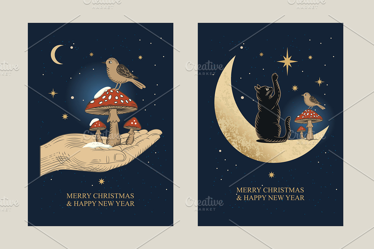 Vintage Christmas Illustrations, a Seasonal Illustration by lenlis (Photo 2 of 9)