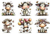 Whimsical Spring Cow Clipart, an Illustration by Dream Creation (Thumbnail 4 of 6)