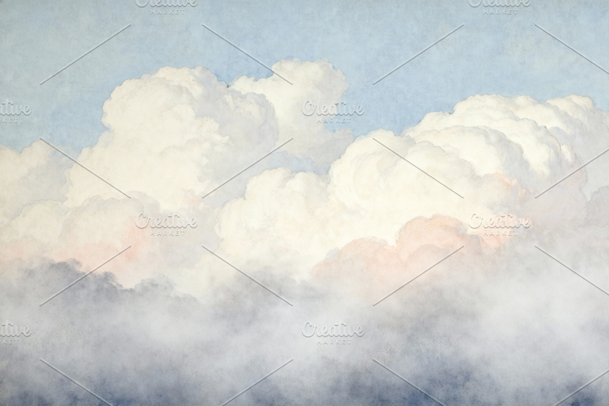Dreamy Pastel Watercolor Cloudscape, a Decorative Illustration by Virgo Studio