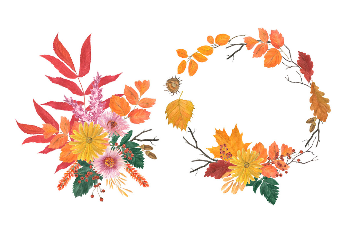 Autumn watercolor collection, an Illustration by ramika (Photo 2 of 5)