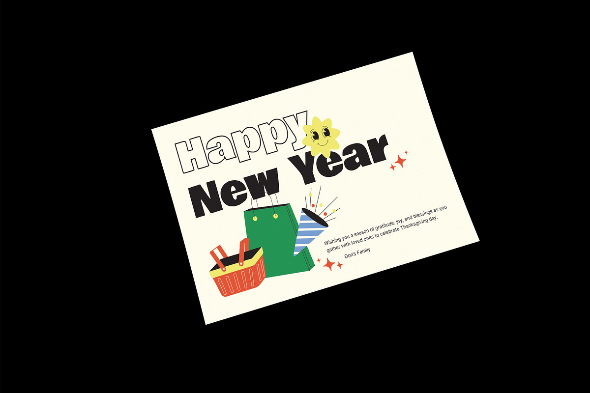 Playful New Year Greeting Card, a Card Template by Neermana (Photo 3 of 4)