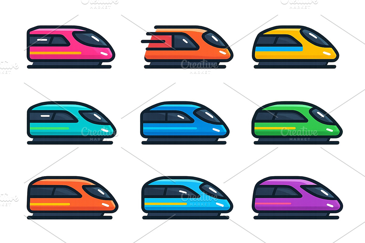 Colorful modern train designs, a Technology Illustration by ZinetroN