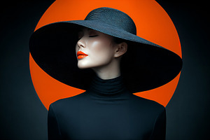 Woman portrait with bold colors in modern decor, a Person Photo by OSORIOartist