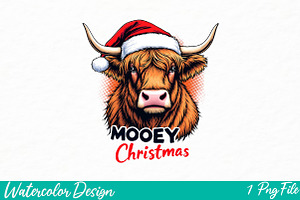 Mooey Christmas PNG, an Illustration by Watercolor design