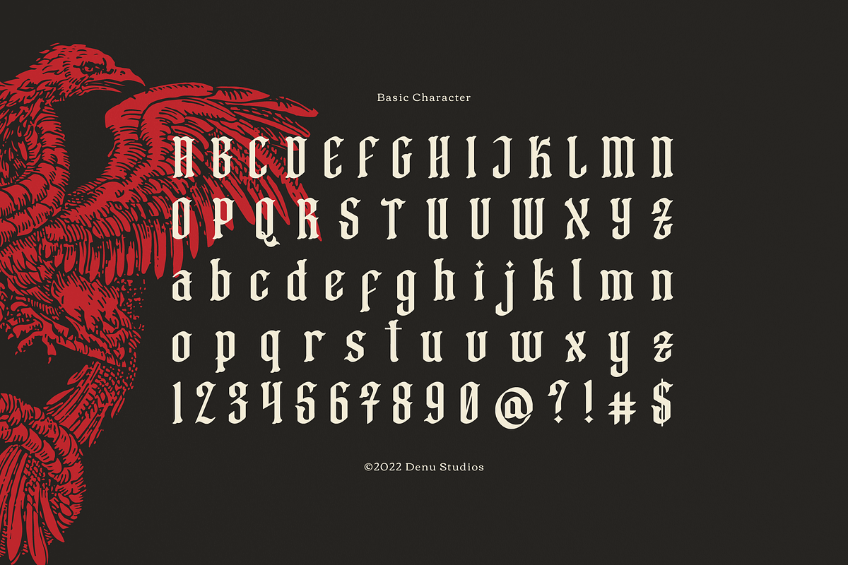 Mythic Griffin | Blackletter Font, a Blackletter Font by Denustudios (Photo 10 of 12)