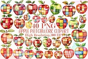 Watercolor Apple Patchwork Clipart, an Illustration by Sublimation Artist (Thumbnail 1 of 6)