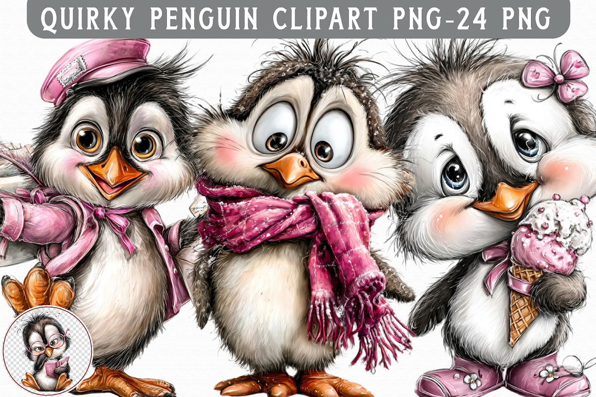 Quirky Penguin Clipart PNG, an Illustration by Libby Wishes (Photo 1 of 6)