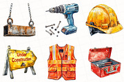 Watercolor Construction Clipart, an Illustration by OK Design (Thumbnail 4 of 5)