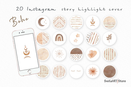 Instagram Boho Highlight Icons, an Icon by SvetaArtStore